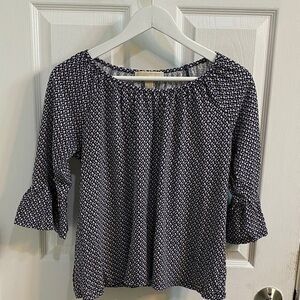 Michael Michael Kors Ruffle Sleeve Wide Neck Floral Flowy Top Women’s Medium